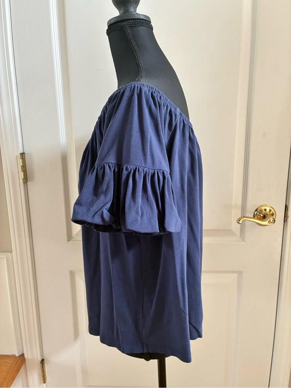 Lilly Pulitzer Navy Off-Shoulder Ruffle Sleeve Top